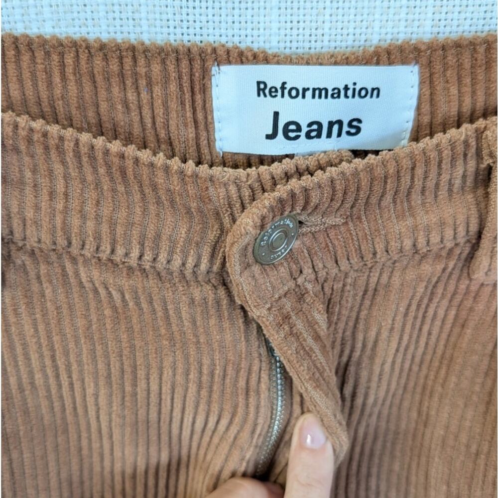 Reformation Cynthia Corduroy High-rise Straight Long Pants Mud Size 28 - Picture 8 of 11